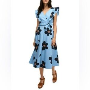 Kate Spade Grand Flora Poplin Midi Dress size 2